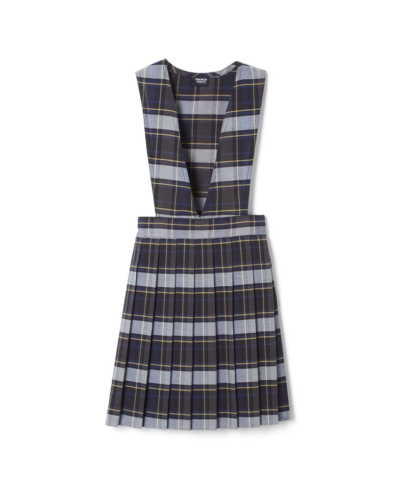 French Toast Big Girls V-Neck Pleated Plaid Jumper