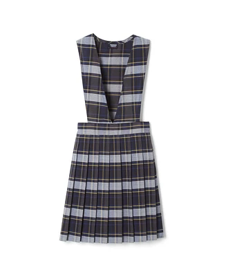 French Toast Big Girls V-Neck Pleated Plaid Jumper