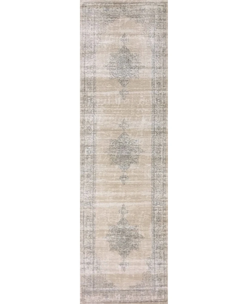 Closeout! Km Home 3563/0023/Bone Cantu Ivory/ Cream 2'2" x 7'7" Runner Rug