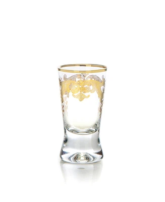 Classic Touch Liqueur Glasses with 24k Gold Artwork - Set of 6