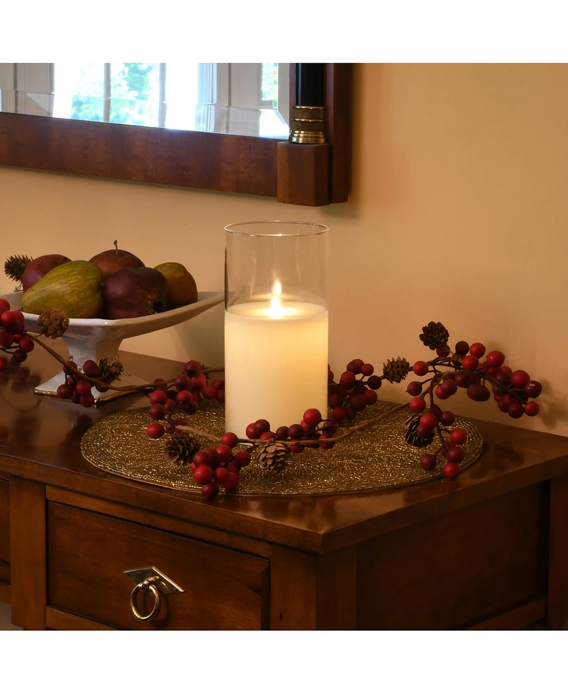 Lumabase 8" Battery Operated Realistic Flame Led Wax Candle in Glass Holder