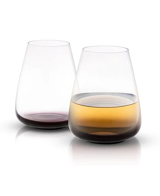 JoyJolt Black Swan Stemless White Wine Glasses, Set of 4