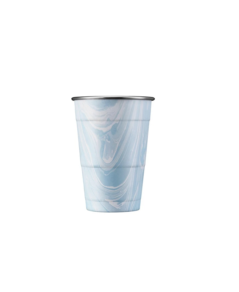Thirstystone by Cambridge Navy and Light Blue Swirl 18 oz Party Cups - Set of 2