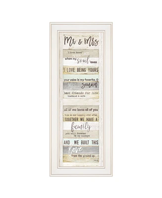 Trendy Decor 4U Mr and Mrs By Marla Rae, Ready to hang Framed print, White Frame, 11" x 27"