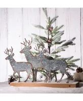 Glitzhome 13.19" L Galvanized Metal Reindeer Table Decor
