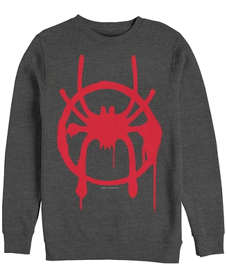 Marvel Men's Spider-Man Into the Spider-Verse Miles Morales Chest Logo, Crewneck Fleece