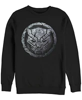 Marvel Men's Black Panther Stone Cat Face Logo, Crewneck Fleece