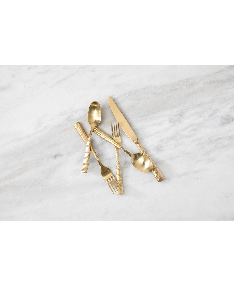 Fortessa Lucca Faceted Brushed Gold 5pc Place Setting