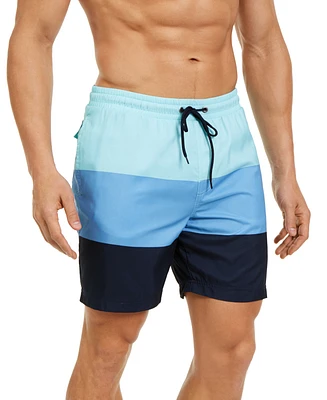 Club Room Men's Colorblocked 7" Swim Trunks, Created for Macy's