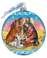 G.DeBrekht Limited Edition Nativity Ball In Blue Glass Ornament