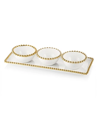 Classic Touch Bowl with Beaded Design Relish Dish