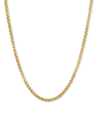 Rounded Box Link 22" Chain Necklace (2mm) Sterling Silver or 18k Gold-Plated Over