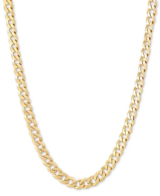 Flat Curb Link 24" Chain Necklace in 18k Gold-Plated Sterling Silver