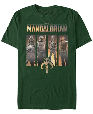 Men's Star Wars The Mandalorian Character Portrait Panels Short Sleeve T-Shirt