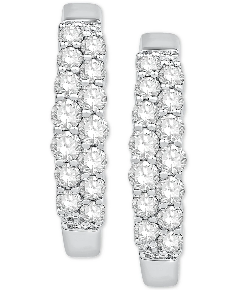 Diamond Two-Row Hoop Earrings in 14k White Gold (1/2 ct. t.w.)