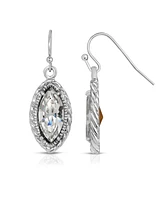 2028 Silver-Tone Clear Crystal Navette-Shaped Earrings