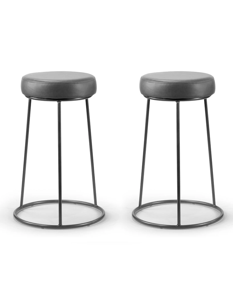 Glamour Home Set of 2 Amie Backless Counter Stool with Gunmetal Frame