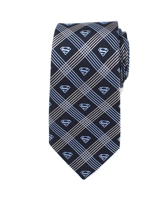 Dc Comics Superman Shield Plaid Men's Tie