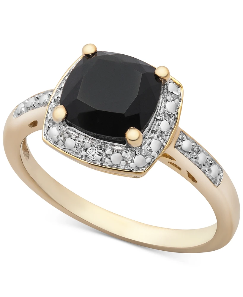 3-Pc. Set Onyx & Diamond Accent Pendant Necklace, Ring and Stud Earrings 14k Gold-Plated Sterling Silver (Also Available Silver)