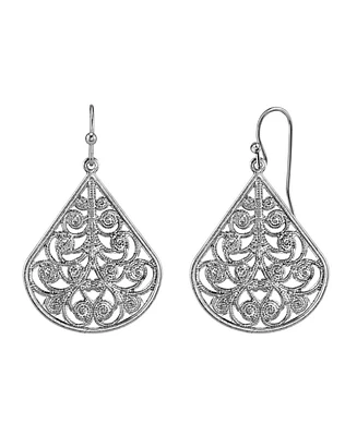 2028 Gold Tone Filigree Pear-shaped Earrings