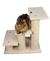 Armarkat 3 Step Real Wood Cat Step Stairs Ramp, 25" Height Dogs Climber And Kitten Steps B3001