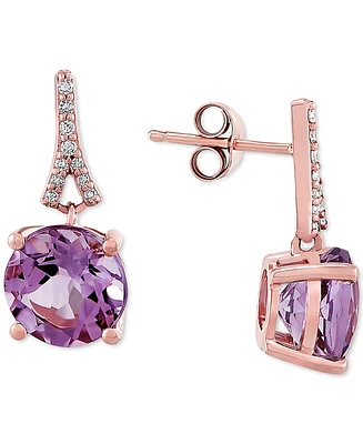 Pink Amethyst (3-1/2 ct. t.w.) & Diamond (1/20 ct. t.w.) Drop Earrings in 14k Rose Gold