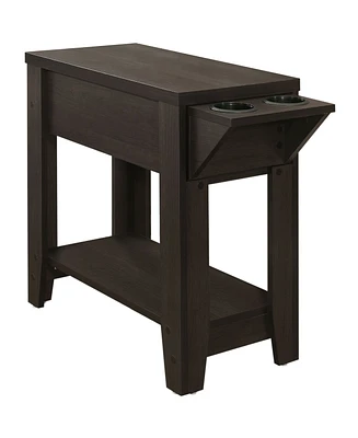 Monarch Specialties Accent Table - 23" H Cappuccino with A Glass Holder