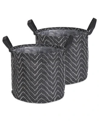 Design Imports Polyethylene Coated Woven Paper Laundry Bin Tribal Chevron Round Small Set of 2