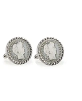 American Coin Treasures 1800's Silver Barber Dime Rope Bezel Coin Cuff Links