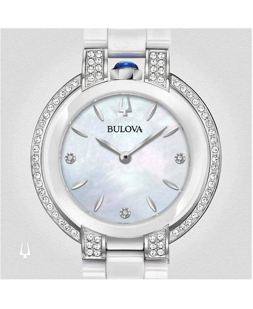 Bulova Women's Rubaiyat Diamond (1/3 ct. t.w.) Stainless Steel and White Ceramic Bracelet Watch 35mm
