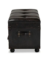 Furniture Callum Modern Transitional Upholstered 2 Drawer Storage Trunk Ottoman