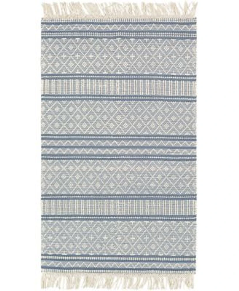 Closeout Livabliss Farmhouse Tassels Fts Denim Rug