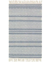 Closeout Livabliss Farmhouse Tassels Fts Denim Rug
