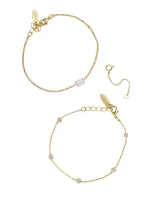Ettika Opal Crystal Dainty Women's Bracelet Set with Extender Add On