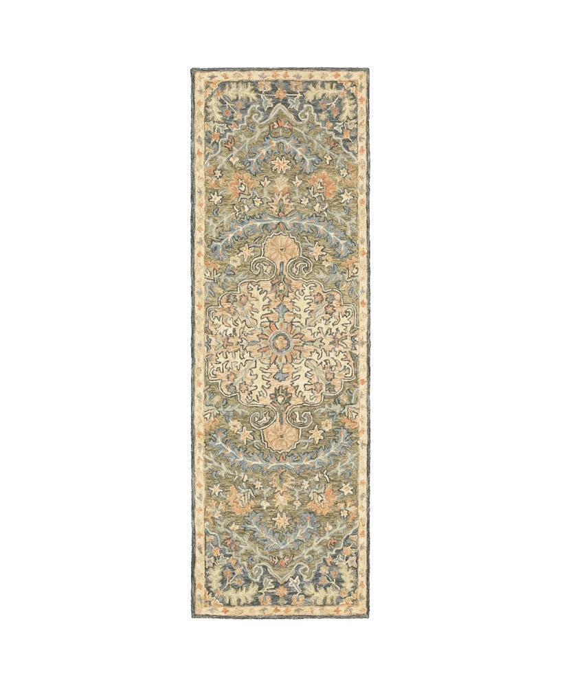 Oriental Weavers Alfresco ALF01 Blue 2'6" x 8' Runner Rug