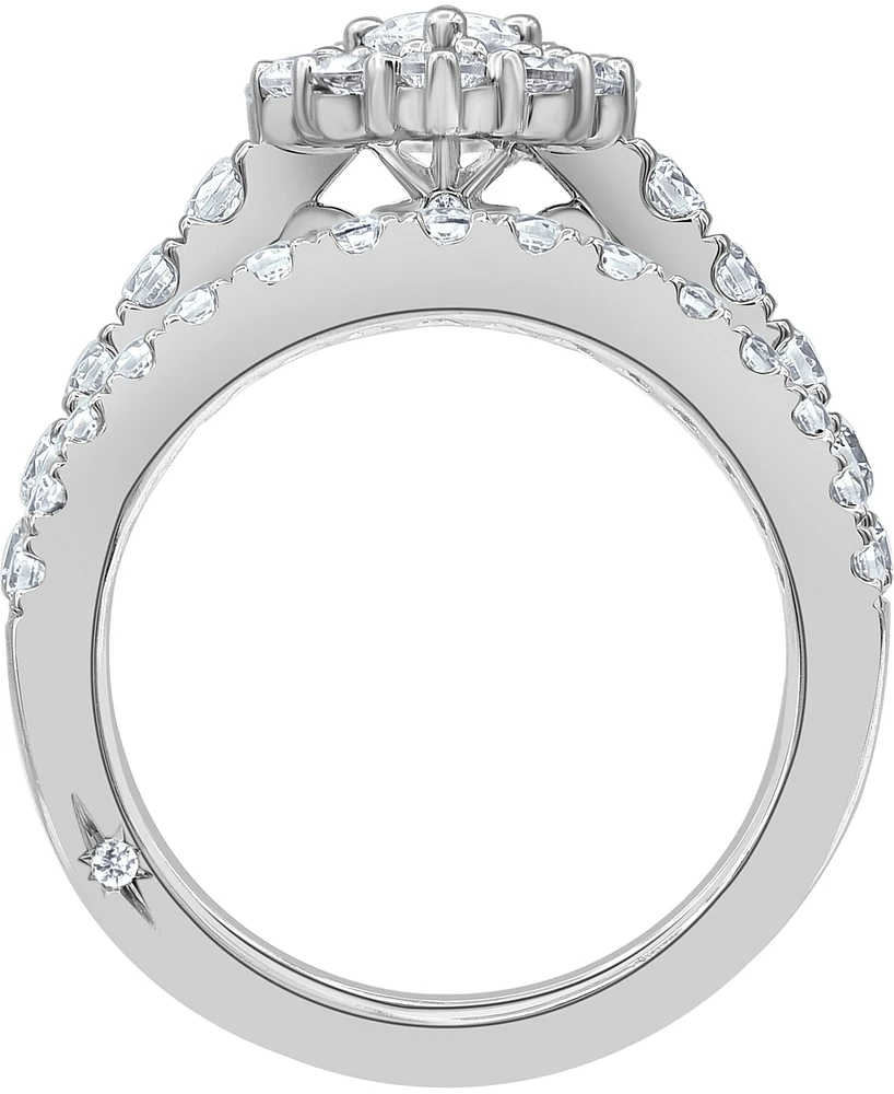 Certified Diamond Pear Halo Bridal Set (2 ct. t.w.) in 18k White, Yellow or Rose Gold