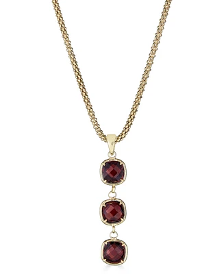Lapis Lazuli Triple Drop Pendant Necklace 14k Gold-Plated Sterling Silver, 18 + 3" extender (Also Turquoise, Citrine, Amethyst, Garnet & Onyx)