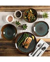 Gibson Kyoto Teal 16-piece Double Bowls Dinnerware Set, Service for 4