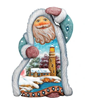 G.DeBrekht Hand Painted Santa Lighthouse Ornament Figurine with Scenic Painting
