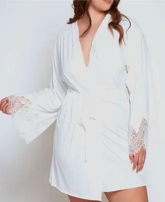 iCollection Plus Ultra Soft Lace Trimmed Robe Lingerie