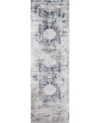 Closeout! Bashian Isle Isl-02 Gray, Blue 2'6" x 8' Runner Rug