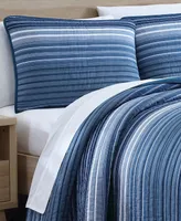 Nautica Coveside Blue Cotton Reversible 2-Piece Quilt Set, Twin