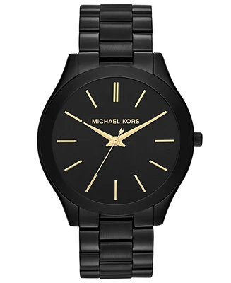 Michael Kors Unisex Slim Runway Black-Tone Stainless Steel Bracelet Watch 42mm