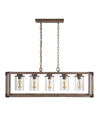 Jonathan Y Zeniba 5-Light Linear Adjustable Rustic Farmhouse Led Pendant