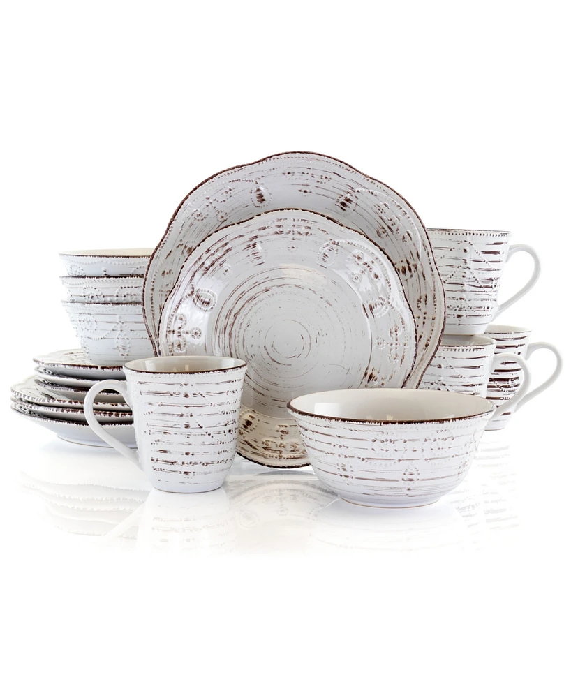 Elama Rustic Birch 16 Pc. Dinnerware Set, Service for 4