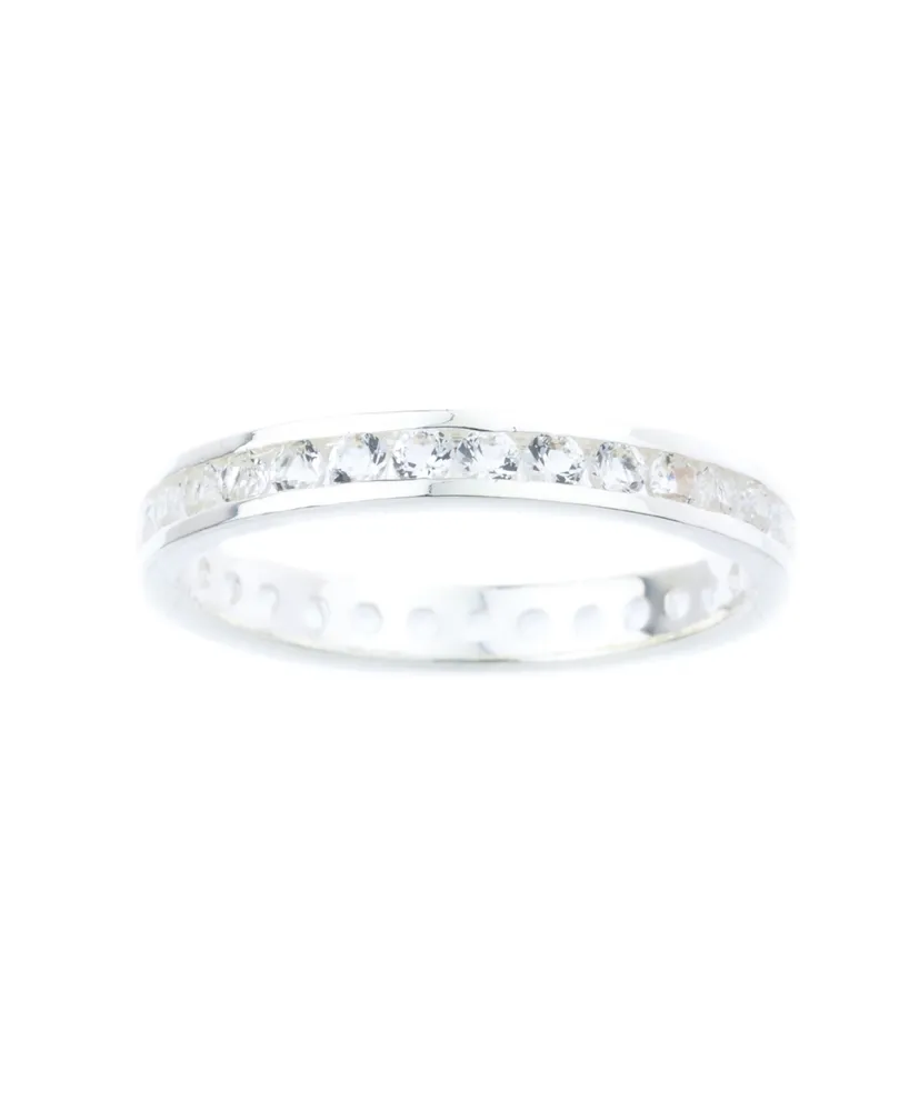 Channel-set Gemstone Ring Sterling Silver