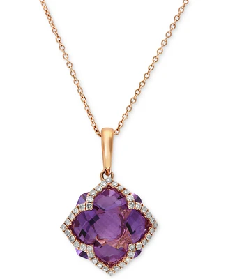 Effy Amethyst (5-3/4 ct. t.w.) and Diamond (1/5 ct. t.w.) Clover Pendant in 14k Rose Gold