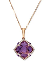 Effy Amethyst (5-3/4 ct. t.w.) and Diamond (1/5 ct. t.w.) Clover Pendant in 14k Rose Gold