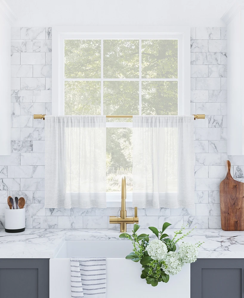 Slub Textured Linen Blend Cafe Curtain Pair