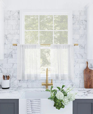 Slub Textured Linen Blend Cafe Curtain Pair